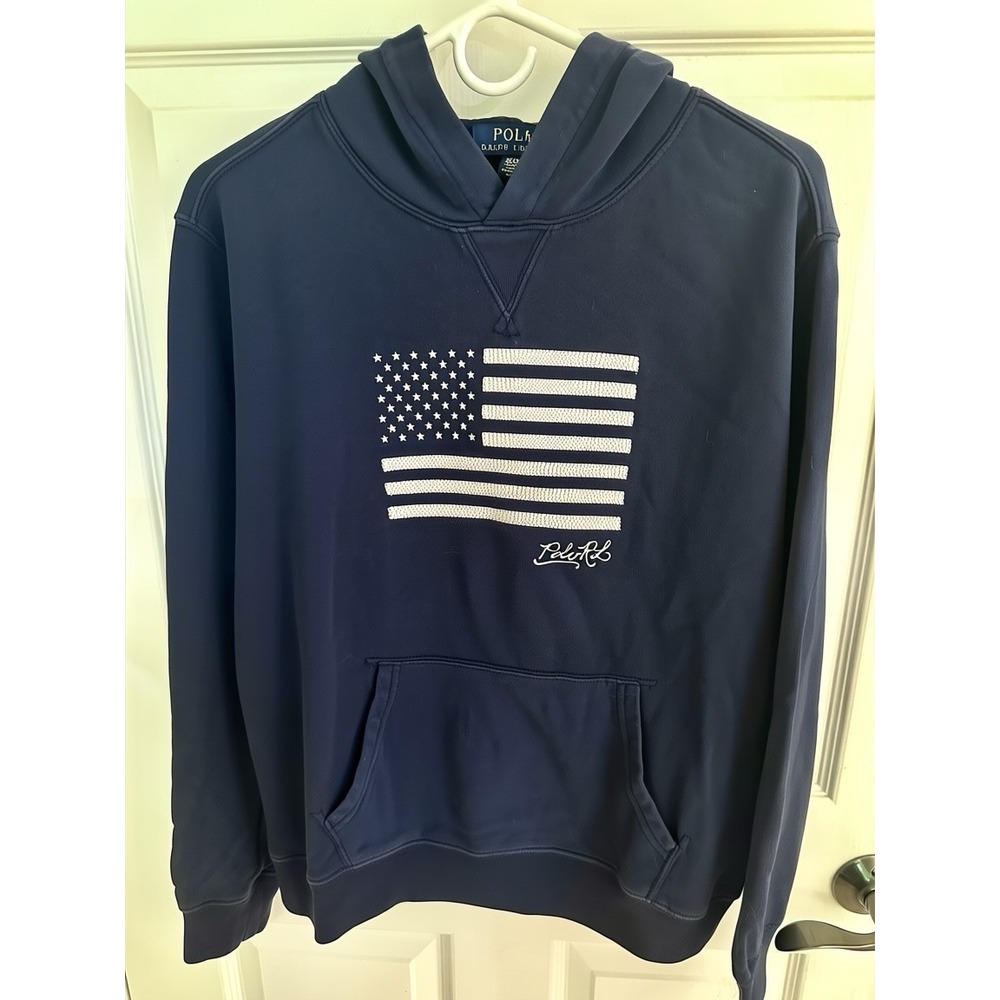 Polo Ralph Lauren Boy's Navy Blue Hoodie Sweatshirt American Flat Size 18/20
